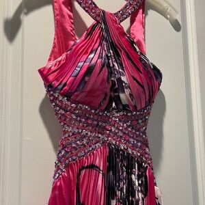 Elegant Pink and Purple Evening Dress
